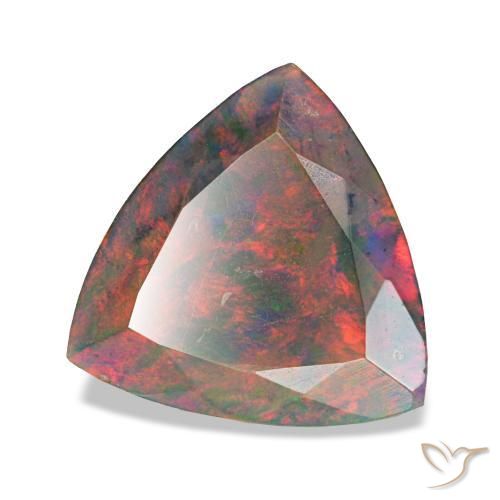 Opala negra multicolorido natural 1,94ct, trillion, opaco