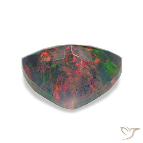 Opala negra multicolorido natural 1,94ct, trillion, opaco