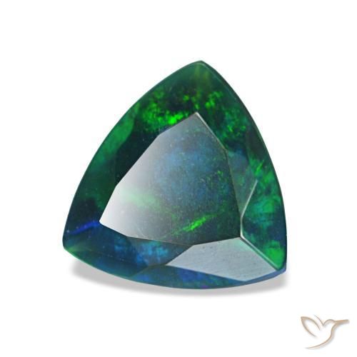Opala negra multicolorido natural 0,68ct, trillion, opaco