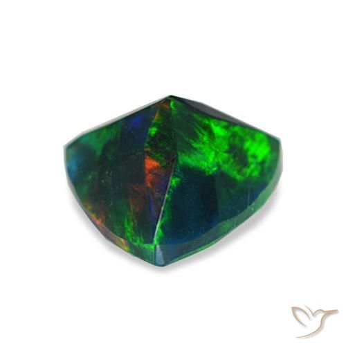 Opala negra multicolorido natural 0,68ct, trillion, opaco