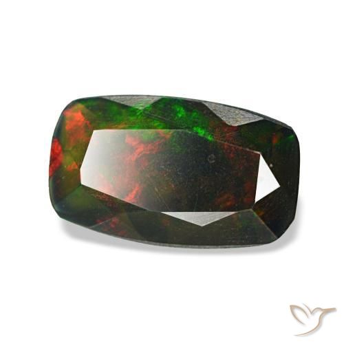 Opala negra multicolorido natural 0,71ct, corte redondo, opaco