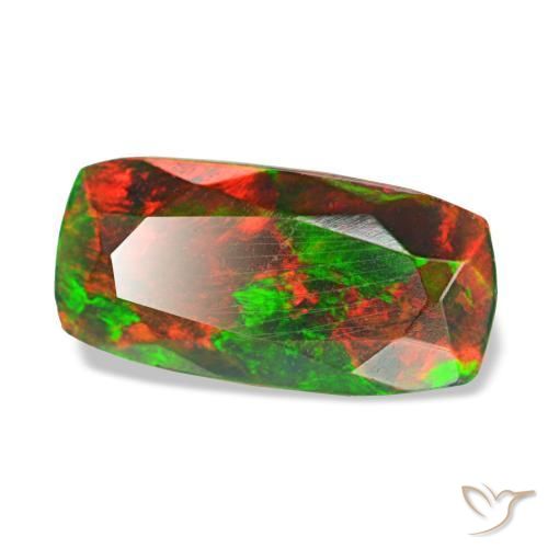 Opala negra multicolorido natural 1,28ct, almofada cortada, opaco