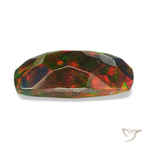 Opala negra multicolorido natural 1,28ct, almofada cortada, opaco