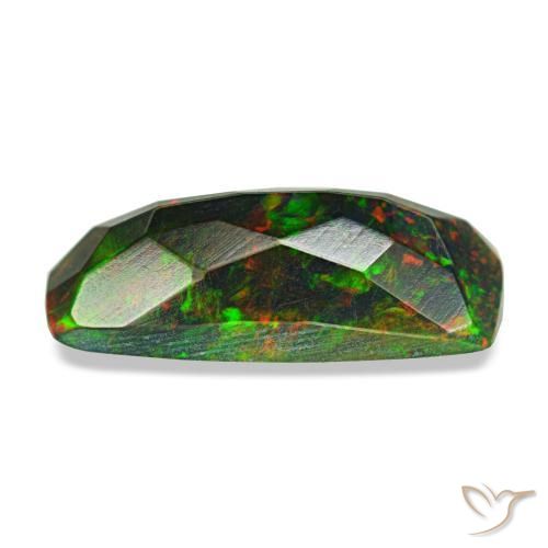 Opala negra multicolorido natural 1,31ct, almofada cortada, opaco