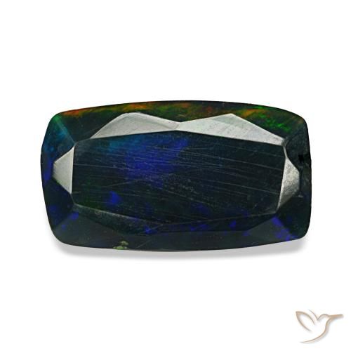 Opala negra multicolorido natural 1,06ct, almofada cortada, opaco