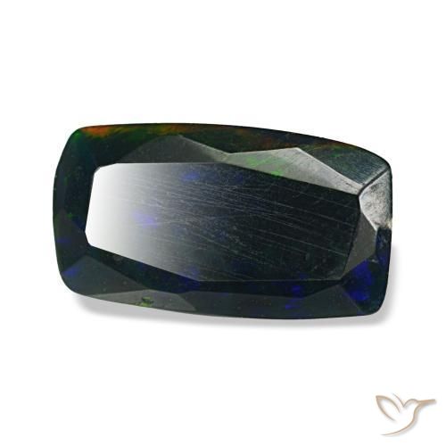 Opala negra multicolorido natural 1,06ct, almofada cortada, opaco