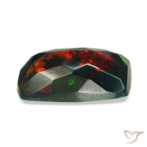 Opala negra multicolorido natural 1,06ct, almofada cortada, opaco