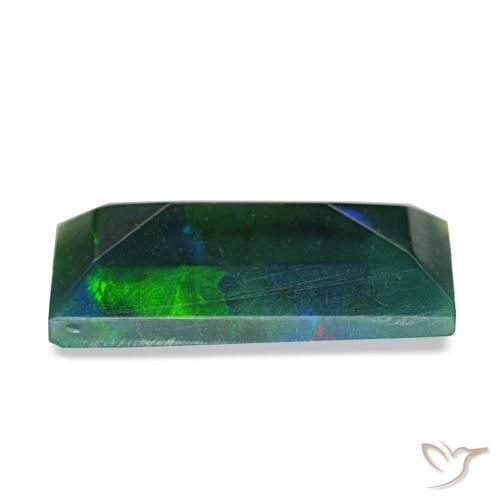 Opala negra multicolorido natural 1,41ct, baguete, opaco