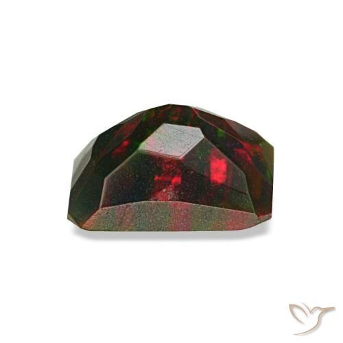 Opala negra multicolorido natural 0,57ct, corte esmeralda, opaco