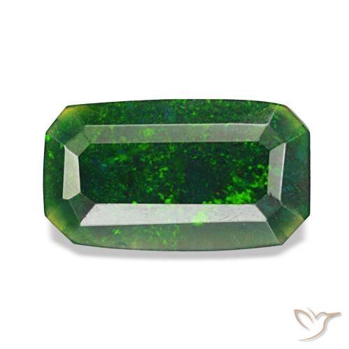 Opala negra multicolorido natural 0,77ct, corte esmeralda, opaco