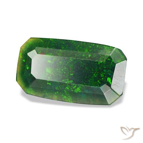 Opala negra multicolorido natural 0,77ct, corte esmeralda, opaco