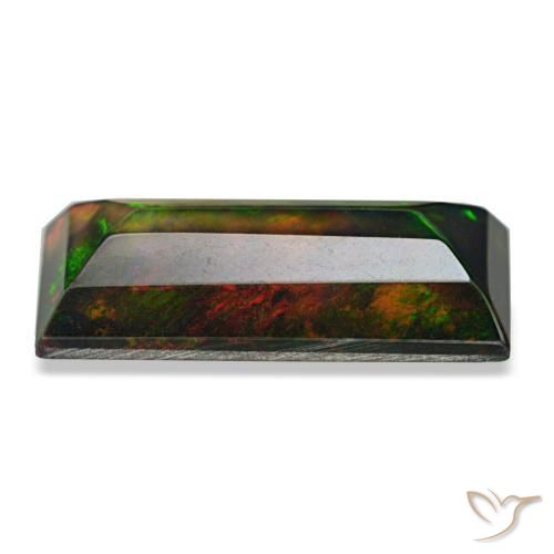 Opala negra multicolorido natural 3,89ct, baguete, opaco