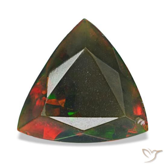 Opala negra multicolorido natural 1,40ct, trillion, opaco
