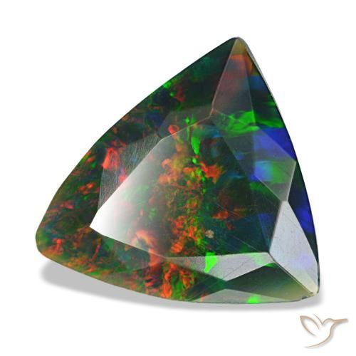 Opala negra multicolorido natural 1,53ct, trillion, opaco
