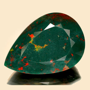 Pedra de sangue verde natural 17,50ct, formato de pêra, opaco