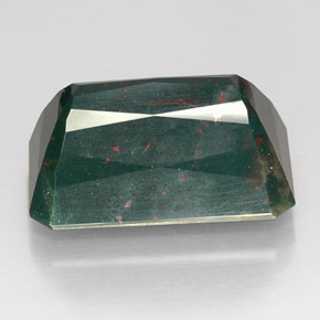 Pedra de sangue verde natural 24,79ct, corte esmeralda, opaco