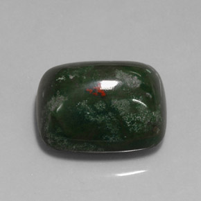 Pedra de sangue verde natural 18,96ct, almofada cortada, opaco