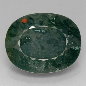 Pedra de sangue verde natural 16,97ct, corte oval, opaco