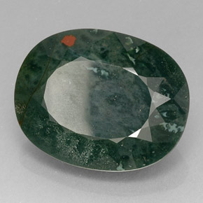 Pedra de sangue verde natural 16,97ct, corte oval, opaco