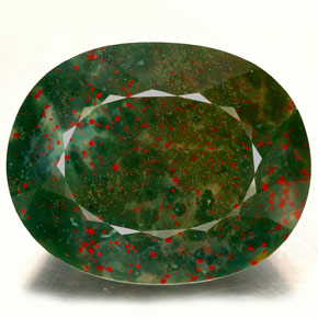 Pedra de Sangue verde manchado Natural 31.65ct, Corte Oval, Opaco