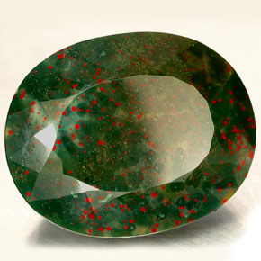 Pedra de Sangue verde manchado Natural 31.65ct, Corte Oval, Opaco