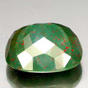 Pedra de sangue verde natural 46,82ct, almofada cortada, opaco