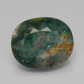 Pedra de Sangue verde manchado Natural 12.17ct, Corte Oval, Opaco