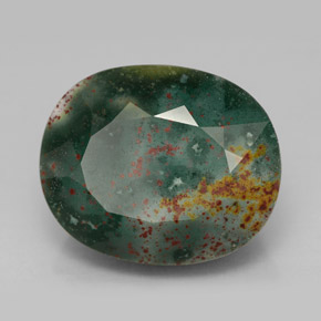 Pedra de Sangue verde manchado Natural 12.17ct, Corte Oval, Opaco