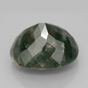 Pedra de Sangue verde manchado Natural 12.17ct, Corte Oval, Opaco