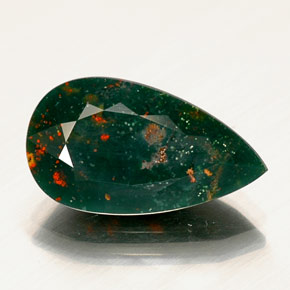 Pedra de Sangue verde manchado Natural 9.31ct, Formato de pêra, Opaco
