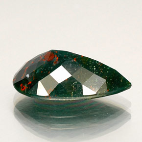 Pedra de Sangue verde manchado Natural 9.31ct, Formato de pêra, Opaco