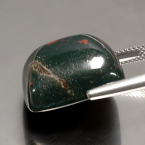 Pedra de sangue verde natural 26,05ct, almofada cortada, opaco