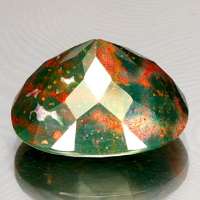 Pedra de sangue verde natural 19,44ct, corte oval, opaco