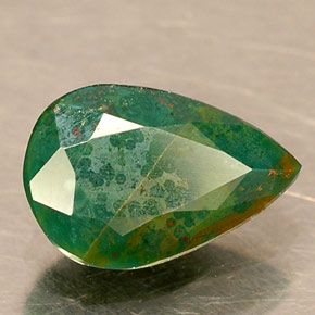 Pedra de sangue verde natural 0,63ct, formato de pêra, opaco