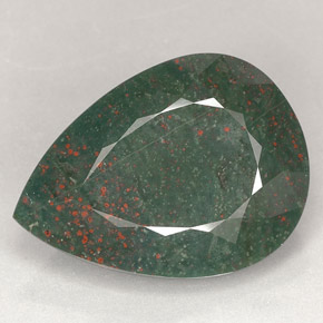 Pedra de sangue verde natural 26,99ct, formato de pêra, opaco