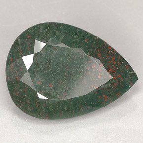Pedra de sangue verde natural 26,99ct, formato de pêra, opaco