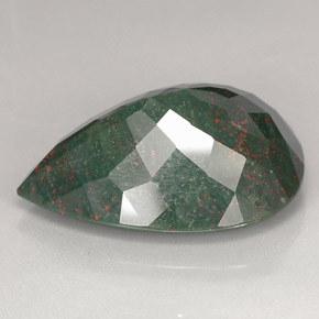 Pedra de sangue verde natural 26,99ct, formato de pêra, opaco