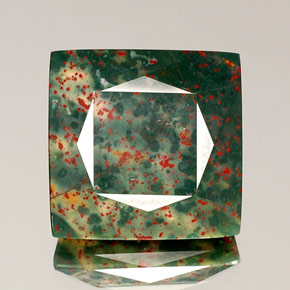 Pedra de sangue verde natural 21,53ct, quadrado, opaco