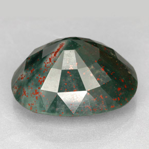 Pedra de Sangue verde manchado Natural 14.47ct, Corte Oval, Opaco