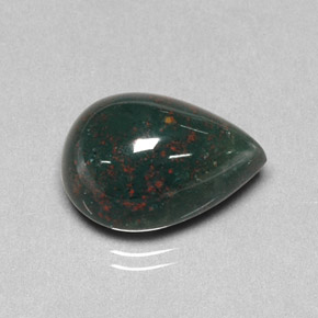 Pedra de sangue verde natural 8,95ct, formato de pêra, opaco