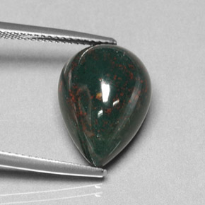 Pedra de sangue verde natural 8,95ct, formato de pêra, opaco