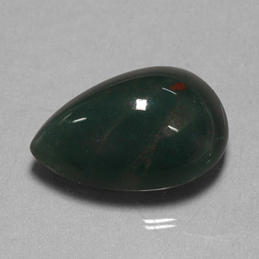 Pedra de sangue verde natural 11,41ct, formato de pêra, opaco