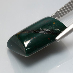 Pedra de sangue verde natural 17,26ct, baguete, opaco