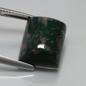 Pedra de sangue verde natural 10,72ct, baguete, opaco