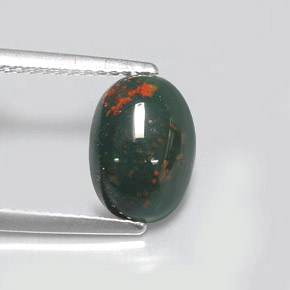 Pedra de Sangue verde manchado Natural 2.04ct, Corte Oval, Opaco