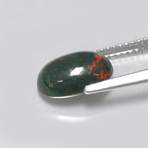 Pedra de Sangue verde manchado Natural 2.04ct, Corte Oval, Opaco
