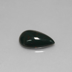 Pedra de sangue verde natural 1,66ct, formato de pêra, opaco