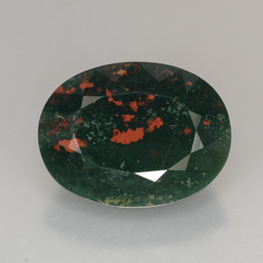 Pedra de sangue verde natural 19,37ct, corte oval, opaco