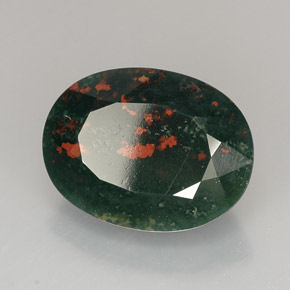 Pedra de sangue verde natural 19,37ct, corte oval, opaco