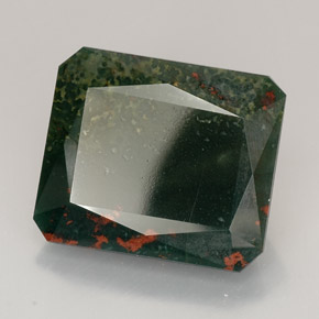 Pedra de Sangue verde manchado Natural 32.42ct, Corte Esmeralda, Opaco